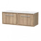 Hudson Reed Lille 1200mm Wall Hung 2-Drawer Vanity Unit - Bleach Oak