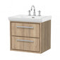 Hudson Reed Lille 600mm Wall Hung 2 Drawer Vanity Unit & Basin - Bleach Oak