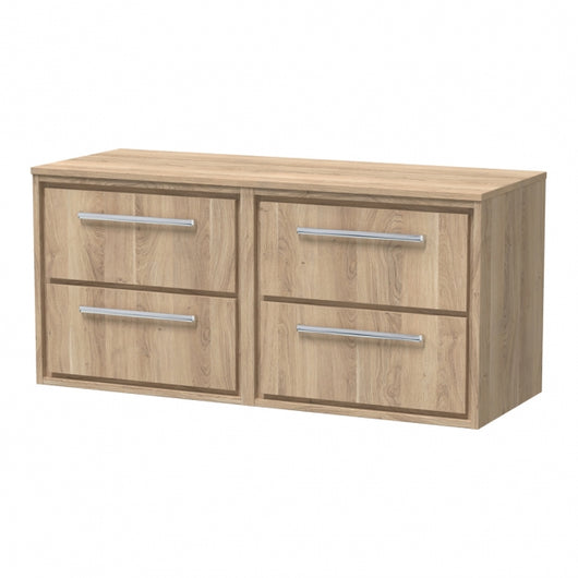  Hudson Reed Lille 1200mm Wall Hung 4-Drawer Vanity Unit - Bleach Oak