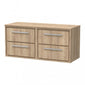 Hudson Reed Lille 1200mm Wall Hung 4-Drawer Vanity Unit - Bleach Oak