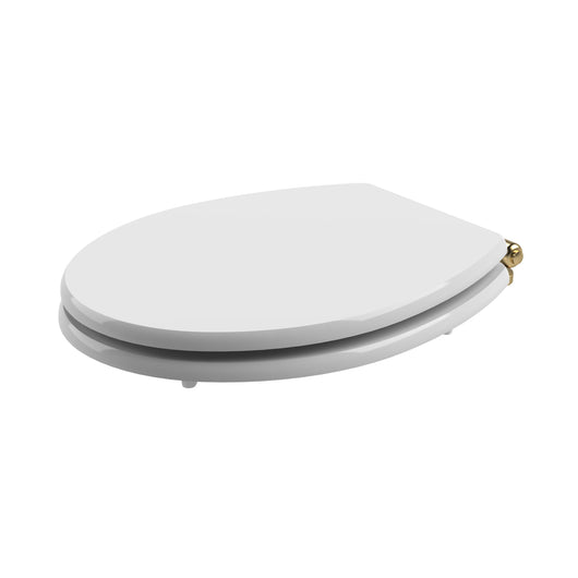  Huxton Quick Release Soft Close Toilet Seat - Brushed Brass Hinge - welovecouk