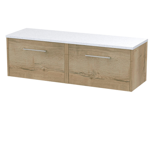  Hudson Reed Juno 1200 Wall Hung 2-Drawer Vanity & Laminate Worktop - Autumn Oak