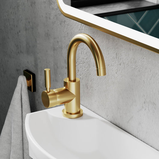  Hudson Reed Tec Single Lever Mono Basin Mixer - Brushed Brass