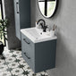 Hudson Reed Juno 600mm Wall Hung 2-Drawer Vanity & Basin 1 - Coastal Grey
