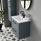 Hudson Reed Juno 600mm Wall Hung 2-Drawer Vanity & Basin 2 - Coastal Grey