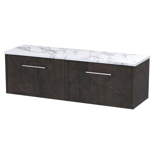  Hudson Reed Juno 1200mm Wall Hung 2-Drawer Vanity & Laminate Worktop - Metallic Slate - welovecouk