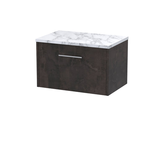  Hudson Reed Juno 600 Wall Hung 1-Drawer Vanity & Laminate Worktop - Metallic Slate