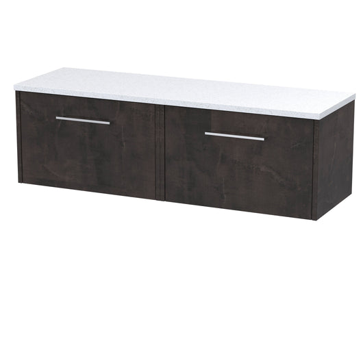  Hudson Reed Juno 1200 Wall Hung 2-Drawer Vanity & Laminate Worktop - Metallic Slate