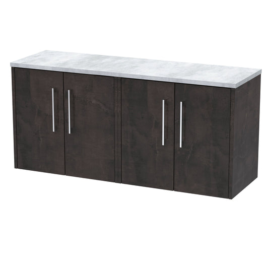  Hudson Reed Juno 1200 Wall Hung 4-Door Vanity & Laminate Worktop - Metallic Slate