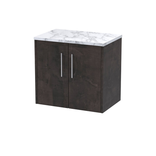  Hudson Reed Juno 600 Wall Hung 2-Door Vanity & Laminate Worktop - Metallic Slate