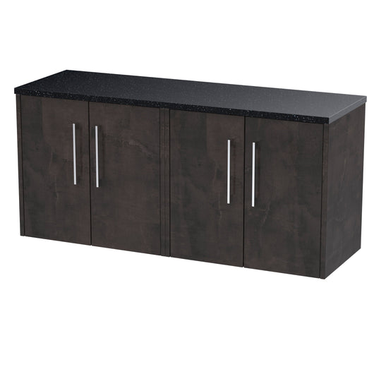  Hudson Reed Juno 1200 Wall Hung 4-Door Vanity & Laminate Worktop - Metallic Slate