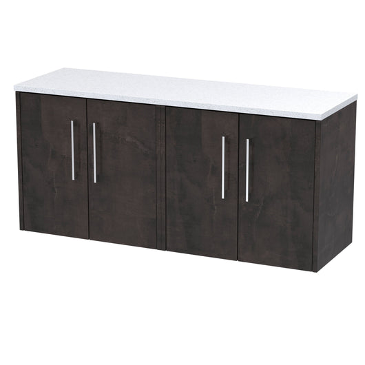  Hudson Reed Juno 1200 Wall Hung 4-Door Vanity & Laminate Worktop - Metallic Slate