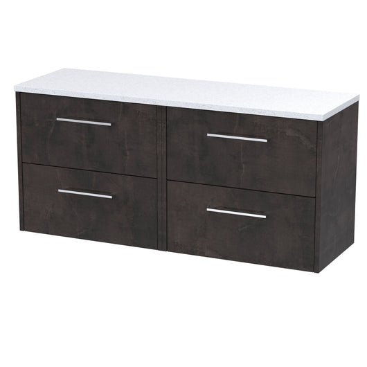  Hudson Reed Juno 1200 Wall Hung 4-Drawer Vanity & Laminate Worktop - Metallic Slate