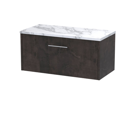  Hudson Reed Juno 800 Wall Hung 1-Drawer Vanity & Laminate Worktop - Metallic Slate