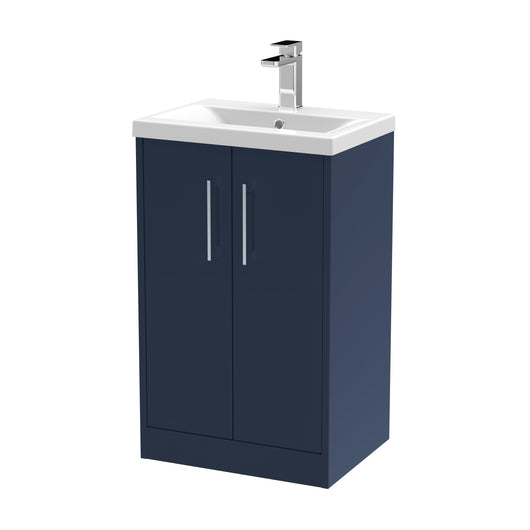  Hudson Reed Juno 500mm Floor Standing 2-Door Vanity & Basin 1 - Midnight Blue