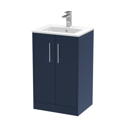  Hudson Reed Juno 500mm Floor Standing 2-Door Vanity & Basin 2 - Midnight Blue