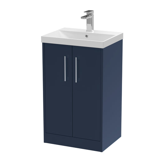  Hudson Reed Juno 500mm Floor Standing 2-Door Vanity & Basin 3 - Midnight Blue