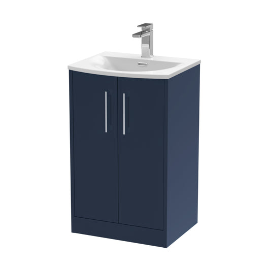  Hudson Reed Juno 500mm Floor Standing 2-Door Vanity & Basin 4 - Midnight Blue