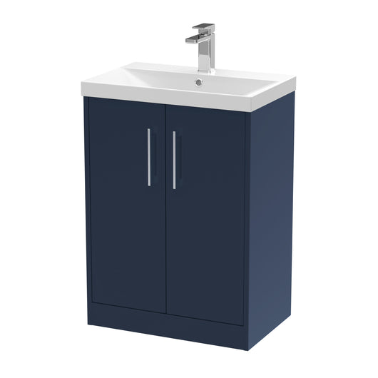  Hudson Reed Juno 600mm Floor Standing 2-Door Vanity & Basin 3 - Midnight Blue