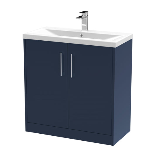  Hudson Reed Juno 800mm Floor Standing 2-Door Vanity & Basin 1 - Midnight Blue