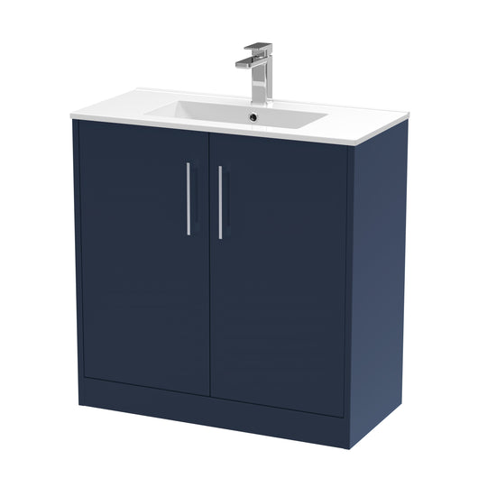  Hudson Reed Juno 800mm Floor Standing 2-Door Vanity & Basin 2 - Midnight Blue