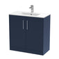 Hudson Reed Juno 800mm Floor Standing 2-Door Vanity & Basin 2 - Midnight Blue