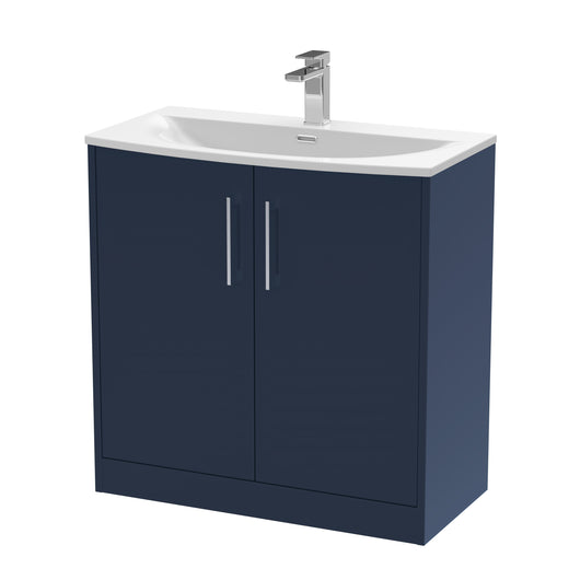  Hudson Reed Juno 800mm Floor Standing 2-Door Vanity & Basin 4 - Midnight Blue