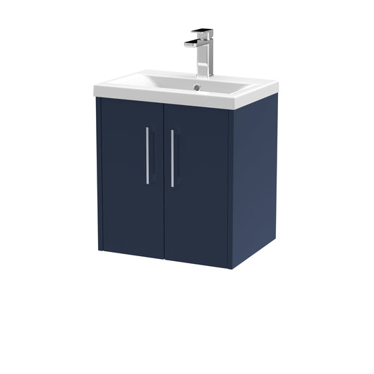  Hudson Reed Juno 500mm Wall Hung 2-Door Vanity & Basin 1 - Midnight Blue