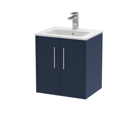  Hudson Reed Juno 500mm Wall Hung 2-Door Vanity & Basin 2 - Midnight Blue