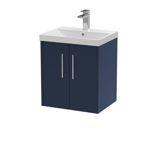  Hudson Reed Juno 500mm Wall Hung 2-Door Vanity & Basin 3 - Midnight Blue