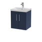 Hudson Reed Juno 500mm Wall Hung 2-Door Vanity & Basin 3 - Midnight Blue