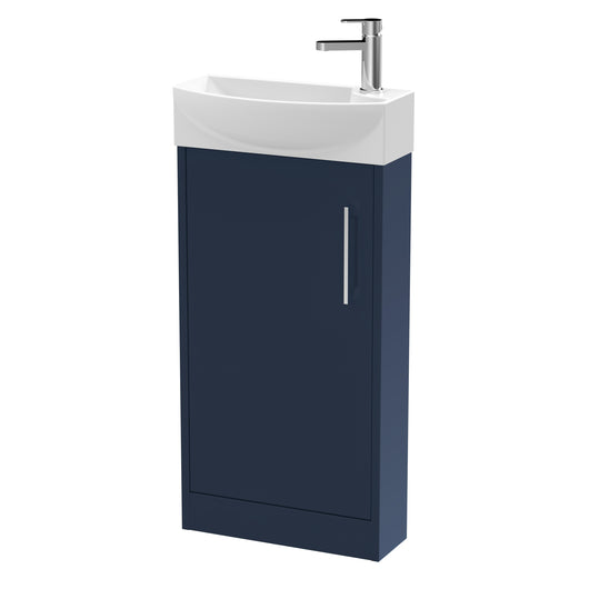  Hudson Reed Juno Compact 440mm Floor Standing 1-Door Unit & 1TH Basin LH - Midnight Blue