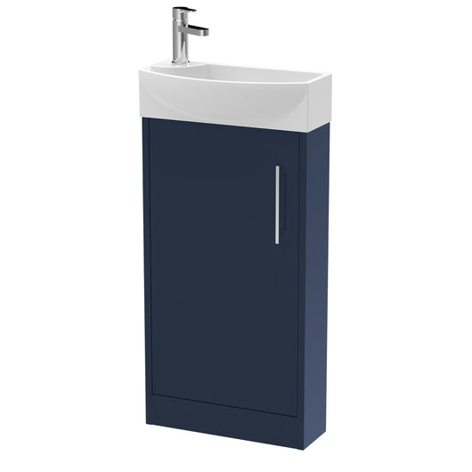  Hudson Reed Juno Compact 440mm Floor Standing 1-Door Unit & 1TH Basin RH - Midnight Blue