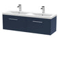 Hudson Reed Juno 1200mm Wall Hung 2-Drawer Vanity & Double Basin - Midnight Blue