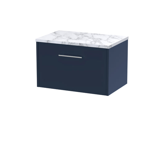  Hudson Reed Juno 600 Wall Hung Single Drawer Vanity & Laminate Worktop - Midnight Blue