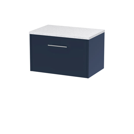  Hudson Reed Juno 600mm Wall Hung Single Drawer Vanity & Laminate Worktop - Midnight Blue