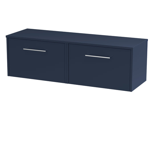  Hudson Reed Juno 1200mm Wall Hung 2-Drawer Vanity & Worktop - Midnight Blue