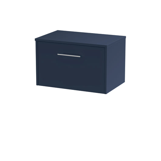  Hudson Reed Juno 600mm Wall Hung Single Drawer Vanity & Worktop - Midnight Blue