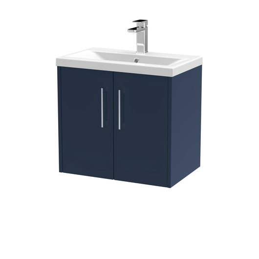  Hudson Reed Juno 600mm Wall Hung 2-Door Vanity & Basin 1 - Midnight Blue