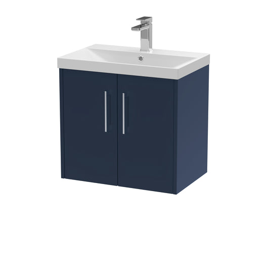  Hudson Reed Juno 600mm Wall Hung 2-Door Vanity & Basin 3 - Midnight Blue