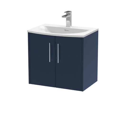  Hudson Reed Juno 600mm Wall Hung 2-Door Vanity & Basin 4 - Midnight Blue