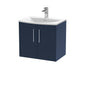 Hudson Reed Juno 600mm Wall Hung 2-Door Vanity & Basin 4 - Midnight Blue