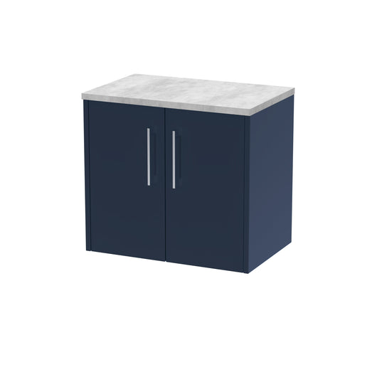  Hudson Reed Juno 600mm Wall Hung 2-Door Vanity & Laminate Worktop - Midnight Blue