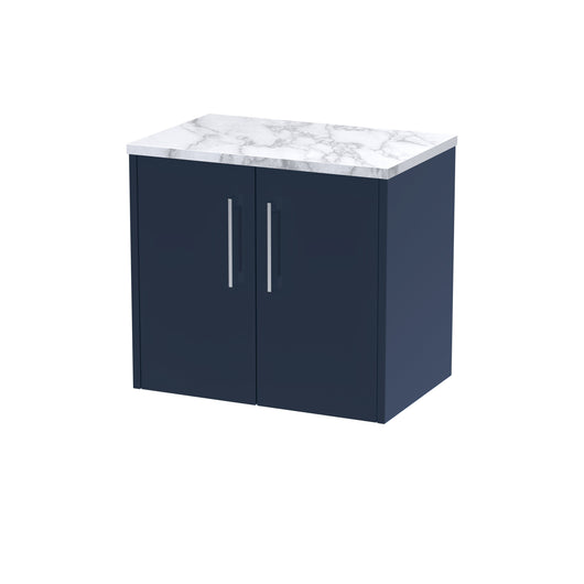  Hudson Reed Juno 600 Wall Hung 2-Door Vanity & Laminate Worktop - Midnight Blue