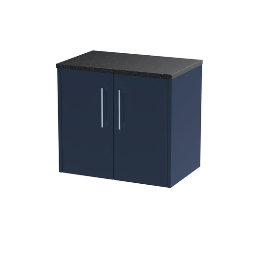  Hudson Reed Juno 600mm Wall Hung 2-Door Vanity & Laminate Worktop - Midnight Blue