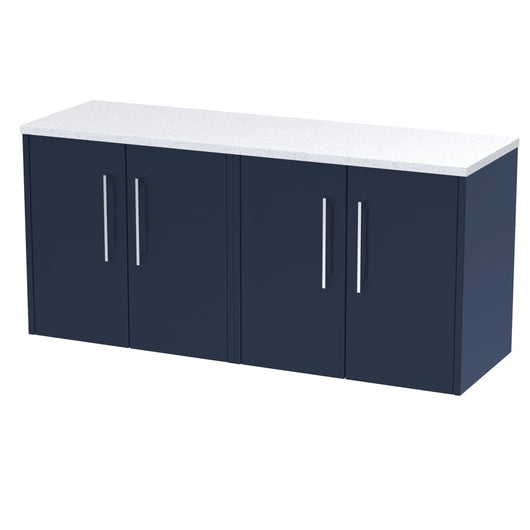  Hudson Reed Juno 1200 Wall Hung 4-Door Vanity & Laminate Worktop - Midnight Blue