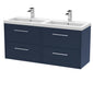 Hudson Reed Juno 1200mm Wall Hung 4-Drawer Vanity & Double Basin - Midnight Blue