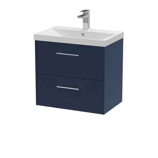  Hudson Reed Juno 600mm Wall Hung 2-Drawer Vanity & Basin 3 - Midnight Blue