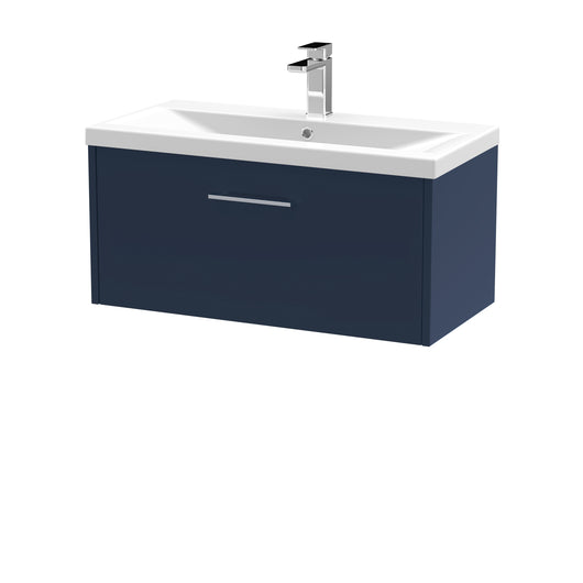  Hudson Reed Juno 800mm Wall Hung Single Drawer Vanity & Basin 1 - Midnight Blue