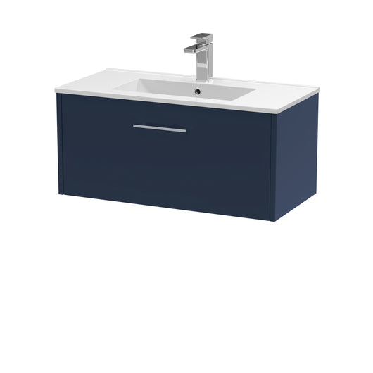  Hudson Reed Juno 800mm Wall Hung Single Drawer Vanity & Basin 2 - Midnight Blue